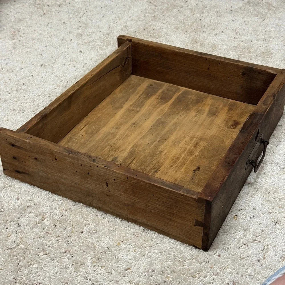 Antique Primitive Wooden Drawer Dovetail Joinery Rustic Farmhouse Storage Bin